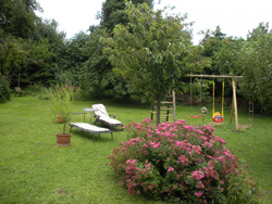 Garten mit Liegestühle
